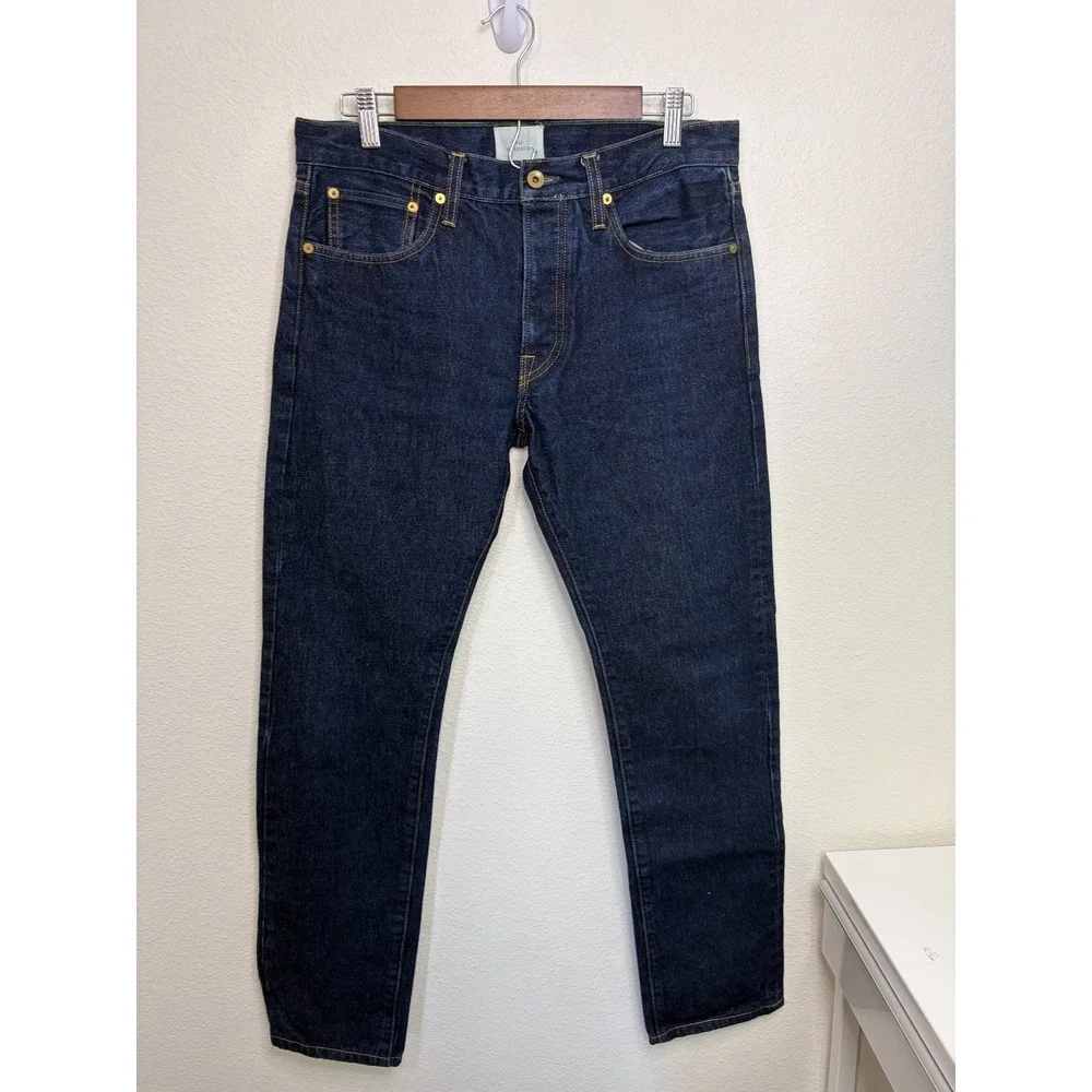 Sid Mashburn Jeans Mens 32x32 Dark Wash Blue Slim Straight Made In USA Cone Mill